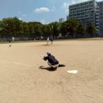 気温38度の磯路中央運動場。